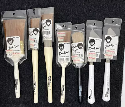 Lot Of 7 Vintage Bob Ross Paint Brushes And Knives - NEVER USED • $46