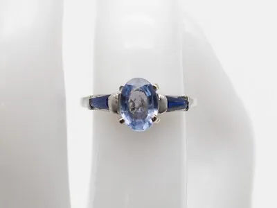 Vintage 1930s $5000 2.50ct Natural Ceylon BLUE Sapphire Platinum Wedding Ring 4g • $777