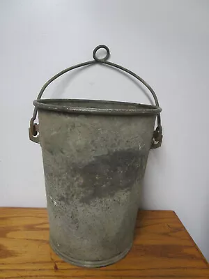 Antique Loop Handle Galvanized Metal Well Bucket  Farm Primitive • $79.95