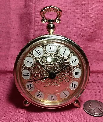 Beautiful Bucherer Mid Century Swiss Made Travel Alarm Clock Gold Vintage • $53