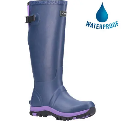 Cotswold Realm Womens Ladies Blue Tall Wellies Wellington Boots Size 3-8 • £64.99