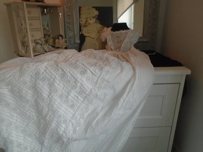 £38 • Buy Antique Victorian/Edwardian Christening Gown Whitework Embroidery~ VG Condition