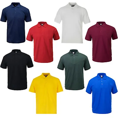 Mens Active Pique Polo T Shirt Golf Sports Work Leisure Collar Plain Summer Top • £6.99