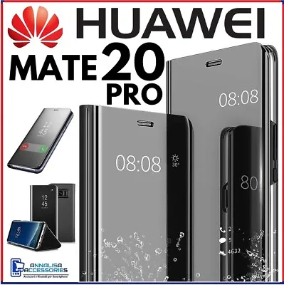 For HUAWEI MATE 20 PRO CLEAR VIEW FLIP CASE SMART BOOK MIRROR LUXURY STAND COVER • $15.29