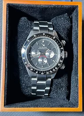 Pre-Owned OceanX 41.5mm Speed Racer II Chronograph Black Ceramic Watch SRS231 • $180