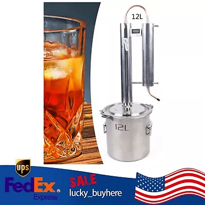 12L 3 Gallon Alcohol Distiller Brewing Kit Moonshine Still Stainless Wine Boiler • $155