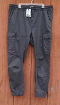 H&M Cargo Joggers Cotton Twill Elastic Waist  Dark Gray Men's Size XL NEW • $35