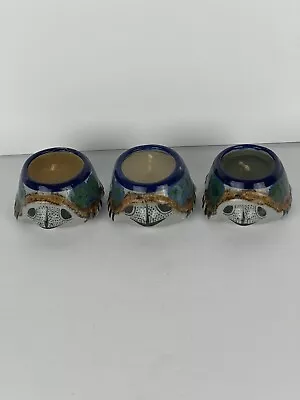 Mexican Folk Art Pottery Hedgehog Candle Holders W/candle Set Of 3  3x1.5” • $30