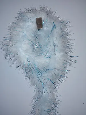 Baby Blue Medium-Weight Marabou Feather Boa With Turquoise LUREX -72  • $6