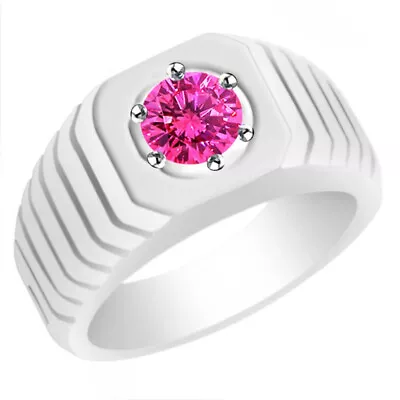 Engagement Band Ring For Men's Simulated Pink Sapphire 925 Sterling Silver • $73.59