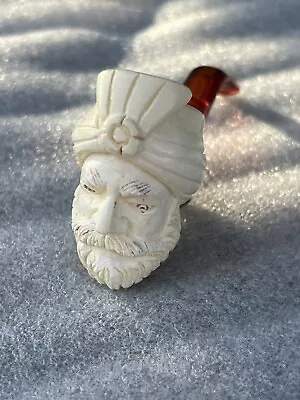 Meerschaum Turkish Hand Carved Smoking Pipe Sultan Beard Man Face Head Vintage • $9.99