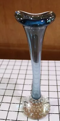 Vintage Art Glass Bud Vase Blue 10  Tall - Aseda??? • $18