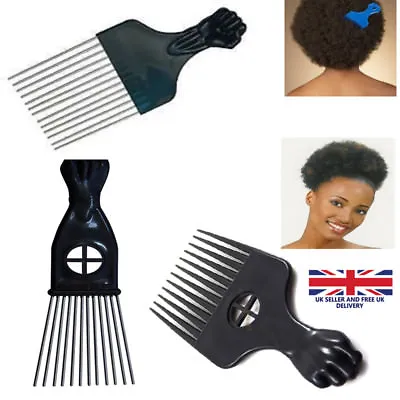 $2.81 • Buy Afro Comb With Black Fist Metal Or Plastic African Hair Pik Professional Styling