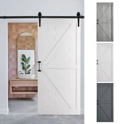 Wood Barn Door Sliding Door Divider Hardware Kit 6-7FT / Door With Track Kit Use • £39.95