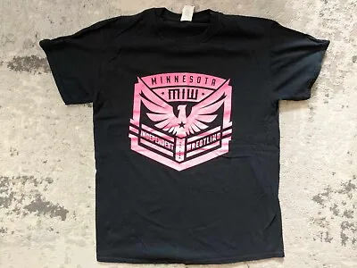 Minnesota Independent Wrestling MIW  New Logo MEDIUM Black T-shirt Hot Pink Logo • $5.99