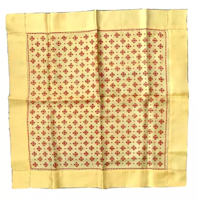 Unisex Vintage Square Silk Scarf Retro Print Gold Red 17 X 17 VGUC • $14.95
