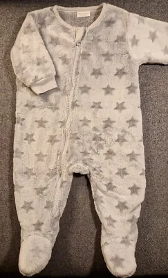 Next Unisex Baby Fleece Sleepsuit 0-3 Months Grey Blue Zip Up Babygrow (65) • £4.50