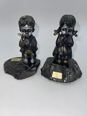 Vintage Praying Boy And Girl On Coal Base Penna Coal Figurine Pennsylvania • $22