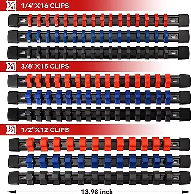 Socket Organizer Storage Holder Set 1/4 3/8 1/2 Metric SAE Rack Mountable 6/9PCS • $18.89