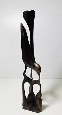 Vintage Wood Carved Bird Figure Mom Feeding Baby Love • $25