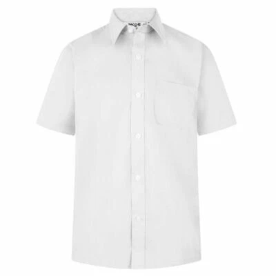 £14.99 • Buy Twin 2 Pack Boys Short Half Sleeve Non Iron Shirt Regular Fit School Heavyweight
