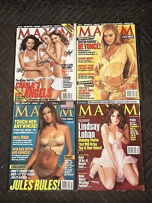 Maxim Magazine Lot Of 4 2000s Lindsey Lohan Beyoncé Charlie’s Angels Covers • $5.20