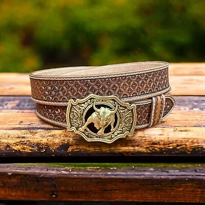 Men's Western Belt Rodeo Full Grain Leather Heavy Duty With Removable Buckle • $26.99