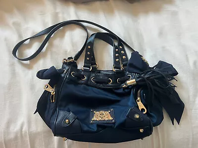 $50 • Buy Vintage Juicy Couture Bag Navy Blue, Dark Blue  W/ Bows