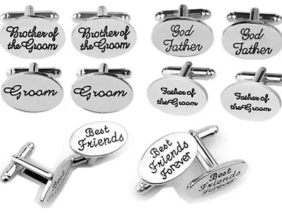 Cufflinks Silver Plated Engraved Personalized Wedding Cuff Links Gift Best Man • £4.74