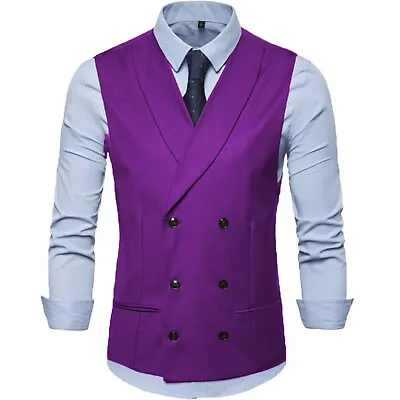Mens Vintage Vests Formal Wedding Business Workwear Waistcoat M Large XL XXL 3XL • $29.66
