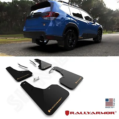 Rally Armor UR Black Mud Flaps W/ Wild Orange Logo For 2022-2024 Subaru Forester • $225