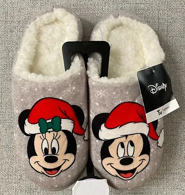 £8.99 • Buy Disney Mickey Mouse & Minnie Mouse Christmas Slippers Ladies Small Size 3 - 4 TU
