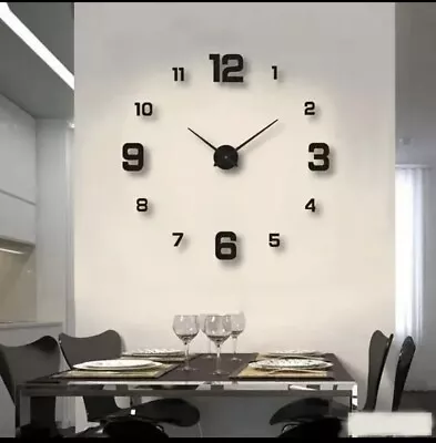 3D Creative Frameless DIY Wall Clock Sticker Large Luxury Home Decor UK • £8.99