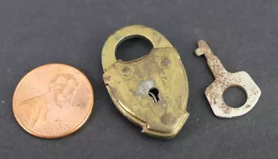 Vintage MINIATURE Padlock & Key Heart SMALL 1 1/8  COLLECTORS LOOK! • $49.99