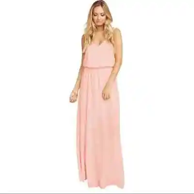 Show Me Your Mumu Kendall Maxi Dress V Neck Slit Blouson Frosty Pink XL • $69.99