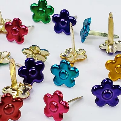 20 Metallic Flower Brads Scrapbooking Embellishments 6 Clrs Junk Journals Crafts • $1.75