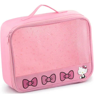 Hello Kitty Cosmetic Case Makeup Bags Handbag Mesh Tote Organizer Travel Storage • £13.90