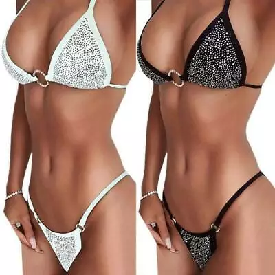 Ladies Bikini Swimwear Brazilian Padded Bra Thong Set Swimsuit Swimming Costumes • £14.49