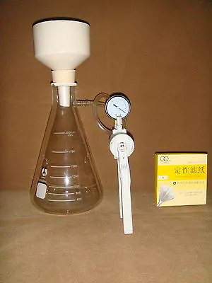 $97.61 • Buy 2000ml Filtration Kit(filtration Flask+Buchener Funnel+Vacuum Pump+filter Paper)