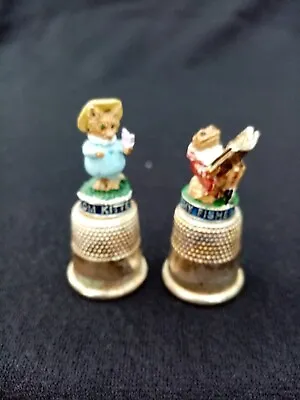 £10 • Buy Beatrix Potter Jeremy Fisher And Tom Kitten Thimbles Set Of 2 Metal With Enamel