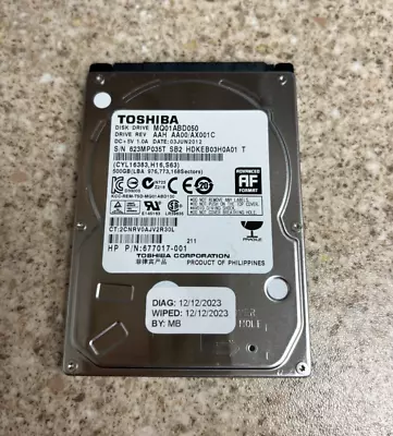 Toshiba 2.5  500GB Internal SATA Hard Disk Drive MQ01ABD050 • £8.99