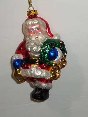 Vintage BK Brass Key Santa Christmas Ornament Mercury Glass 6  • $9.99