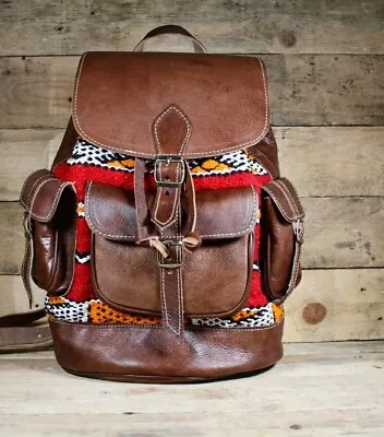 Moroccan Handemade Leather Backpack • $99