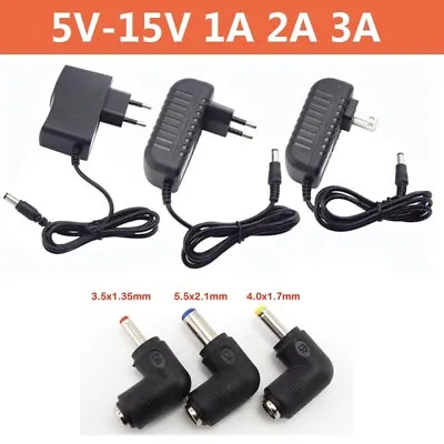 $5.60 • Buy 5V-15V 1A 2A 3A Charger 5.5x2.1mm 3.5x1.35mm Plug DC Power Supply Adapter CCTV