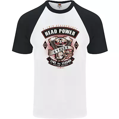 Head Power Motorcycle Motorbike Biker Mens S/S Baseball T-Shirt • £8.99