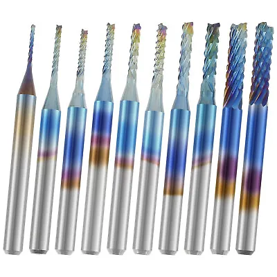 10Pc End Mill Bits Set Carbide 0.8-3.175MM Milling Cutter Wear Resistant Router⌔ • $16.39