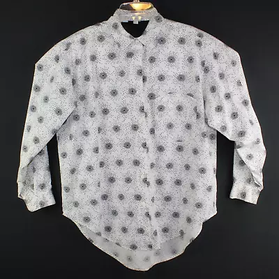 Mexx Emanuelle Women Blouse Print Size L 40 Cotton Long-Sleeve Button-Up Top • $9.98