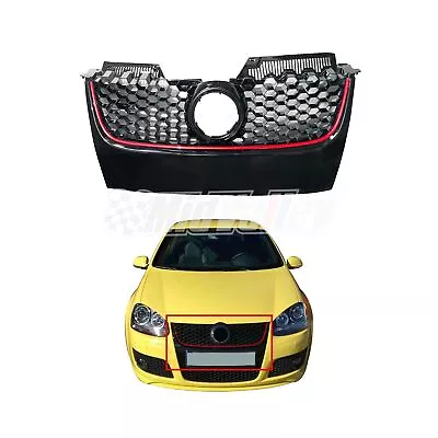 Upper Hex Mesh Grille For 06-09 VW Mk5 Jetta/GLI/GTI- Matte Black W/ Red Trim • $43.23