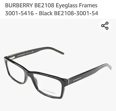 Burberry BE2108-3001 Rectangular Men's Acetate Eyeglasses - Black • $99