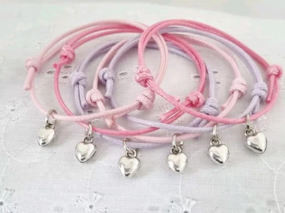 £2.76 • Buy 6 Heart Friendship Charm Bracelets Birthday Bag Party Gift Hen Do Prize Tombola 